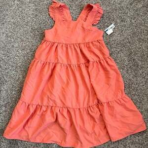 Habitual Girl Orange Ruffle Tiered Midi Dress Size 14